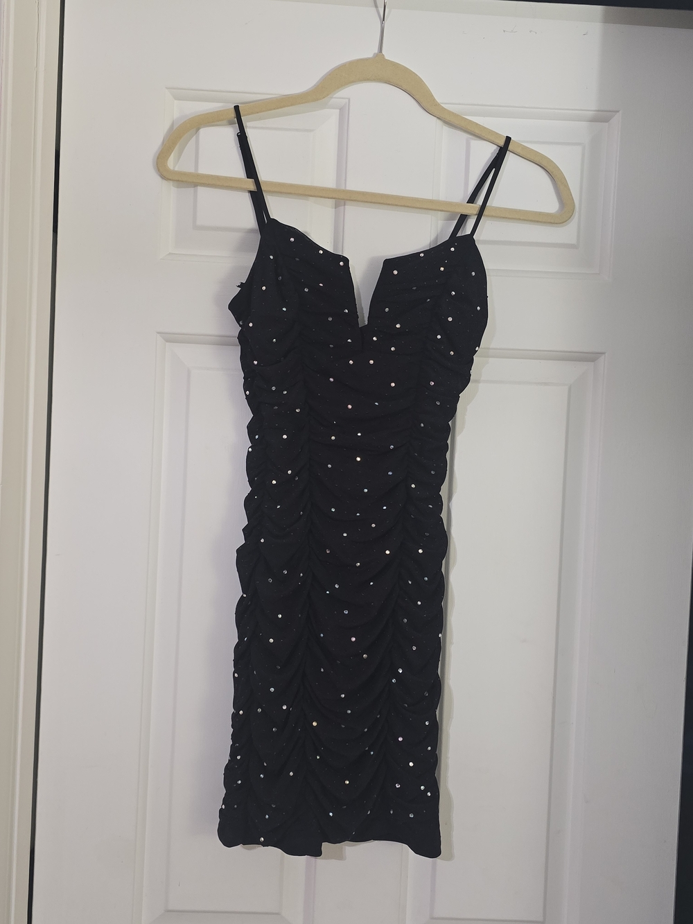 Windsor Black Ruched Sequin Mini Dress